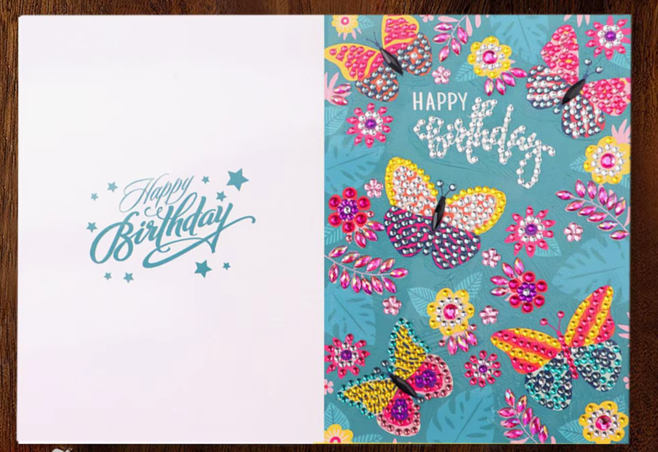 Wenskaart Happy Birthday Vlinders