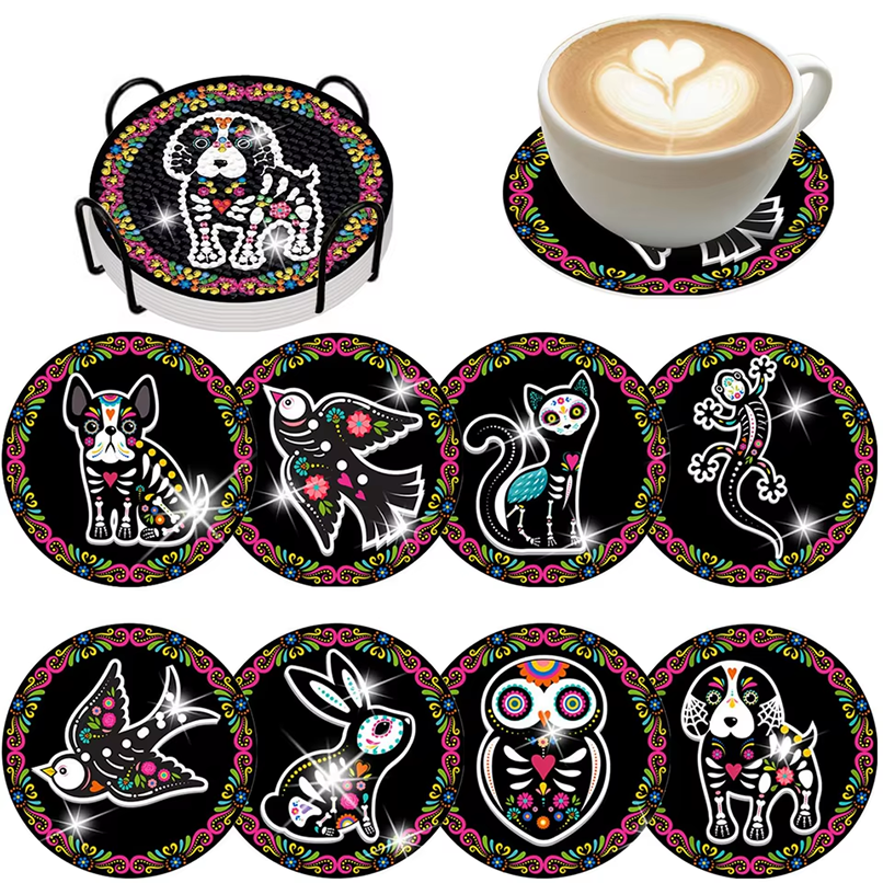 Onderzetters Zwart Wit Dieren 8 stuks