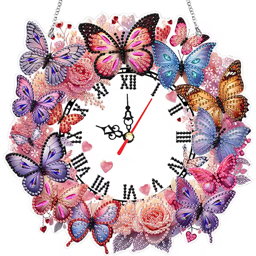 Hangende Klok met bloemen en vlinders