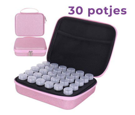 Koffer Glitter Roze - 30 ronde potjes