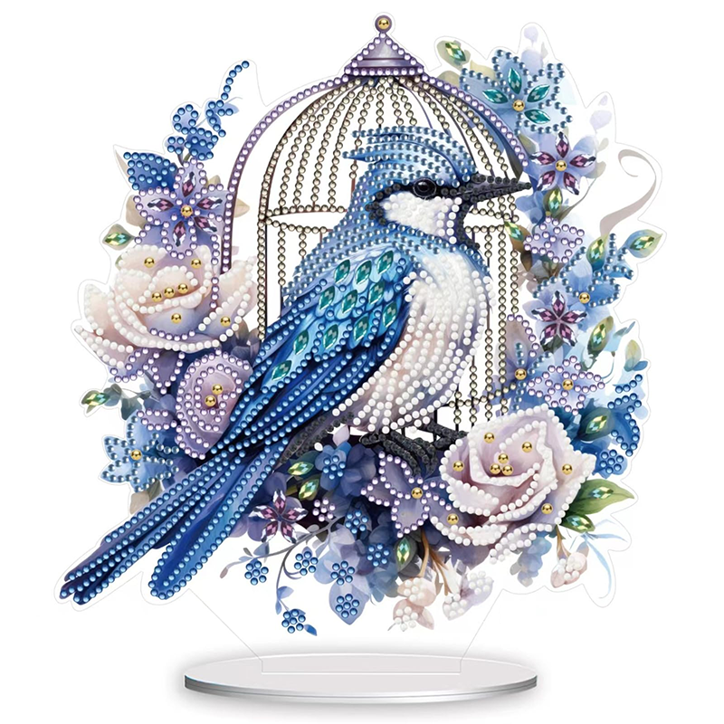 Ornament Staander Blauwe Vogel