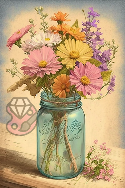 Vaas met bloemen vintage