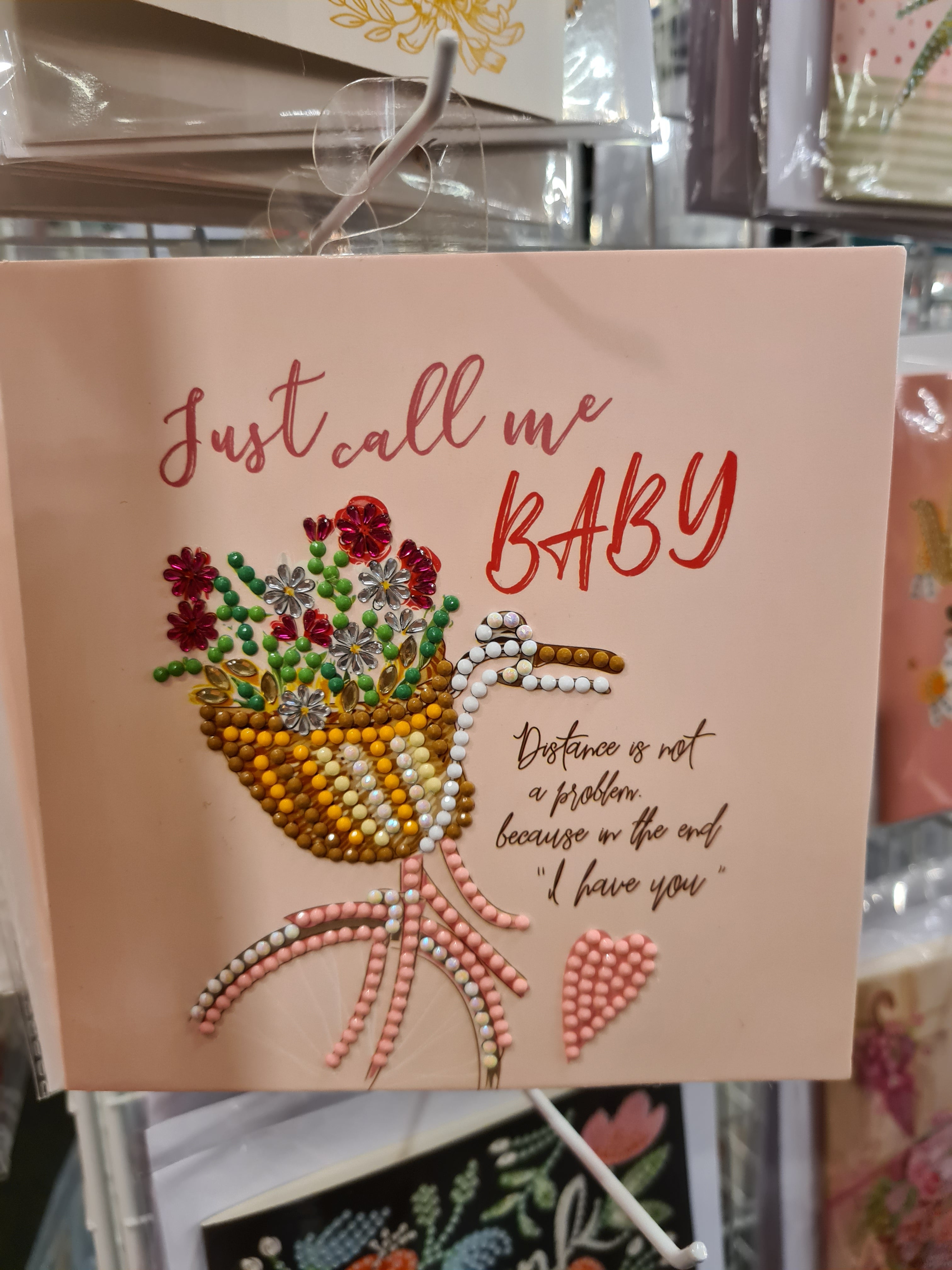 Wenskaart Just Call Me Baby Hartje en Fiets