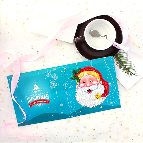 Kerstkaart Kerstman Hoofd Lach