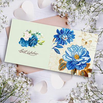 Wenskaart Blauwe Bloemen