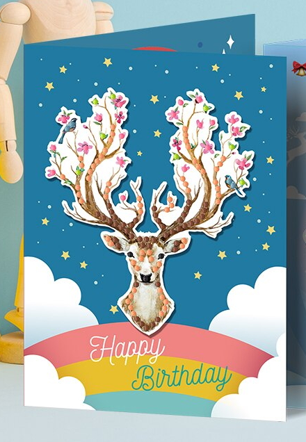 Wenskaart Happy Birthday Hert