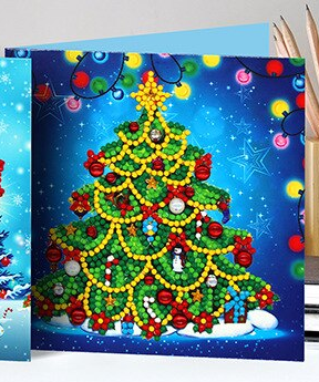 Kerstkaart Kerstboom met ornamenten