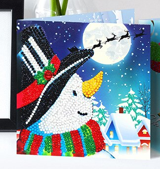 Kerstkaart Sneeuwpop Maan