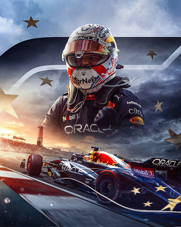 Max Verstappen en auto