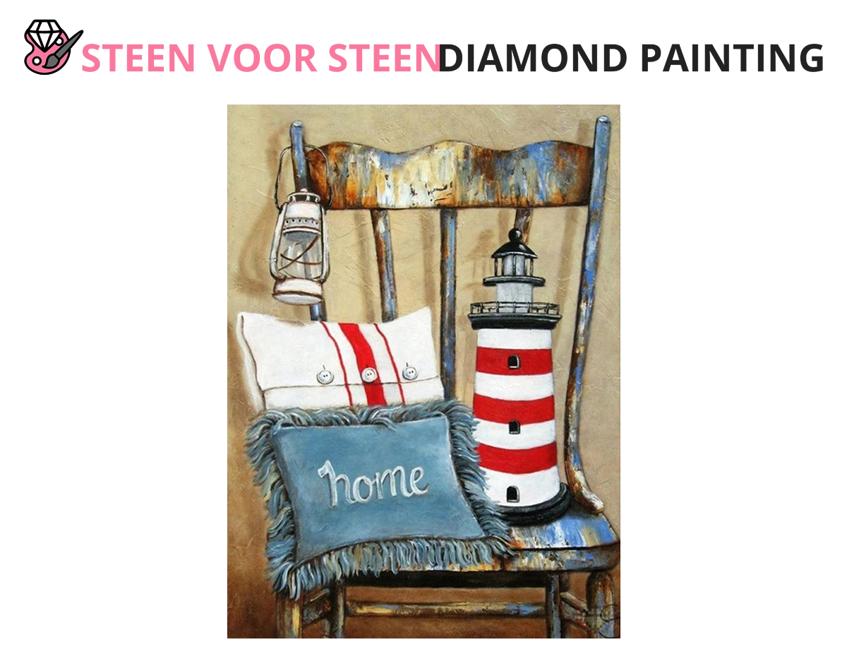 Stilleven vuurtoren op stoel