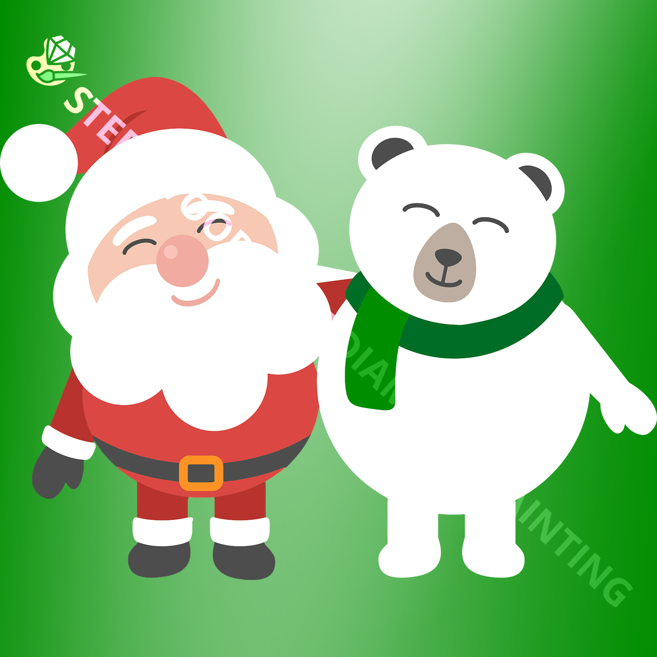 Cartoon Kerstman en IJsbeer
