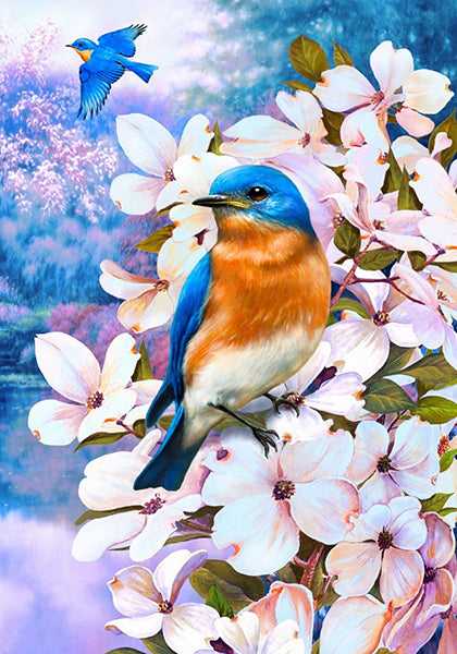 Bluebird op bloemen